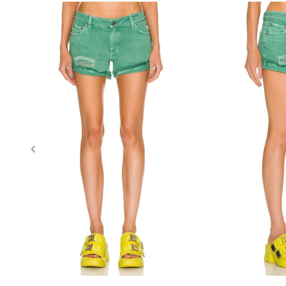 SER.O.YA Lex Distress Jean Shorts Vintage Jade Green SIZE 26 - Picture 12 of 13